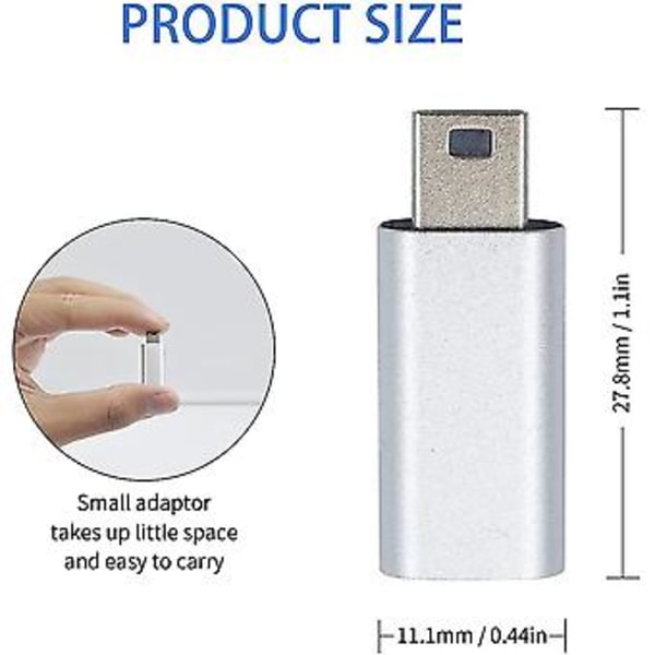 2 stk. USB C til Mini USB 2.0 Adapter Type C Hun til Mini USB Konverter Adapter til MP3 D