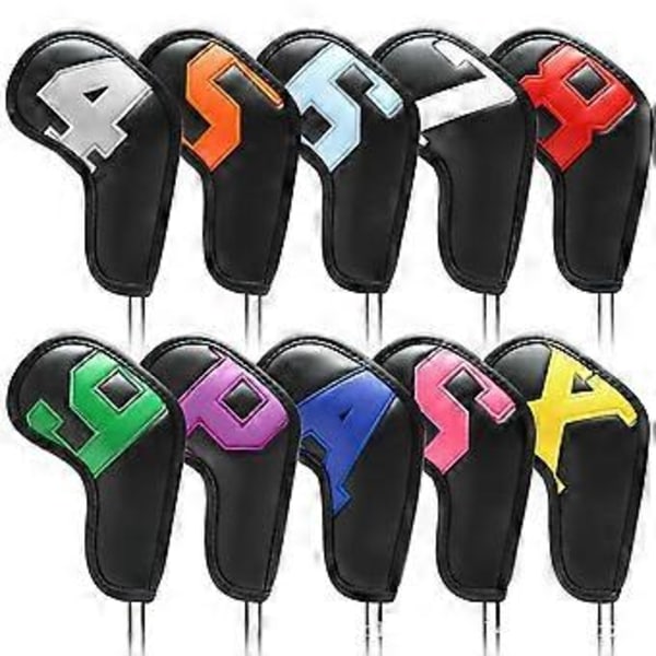 Golf Iron Cover Järnskydd PU Läder Wedge Skydd Skyddsfodral Flerfärgad Svart