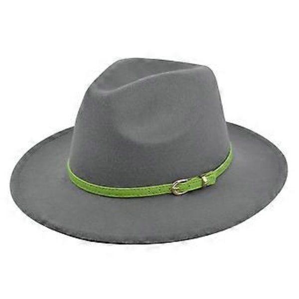 Klassisk retro jazzhat grønt bælte uldhat cowboyhat retro sort uld flad skygge hat