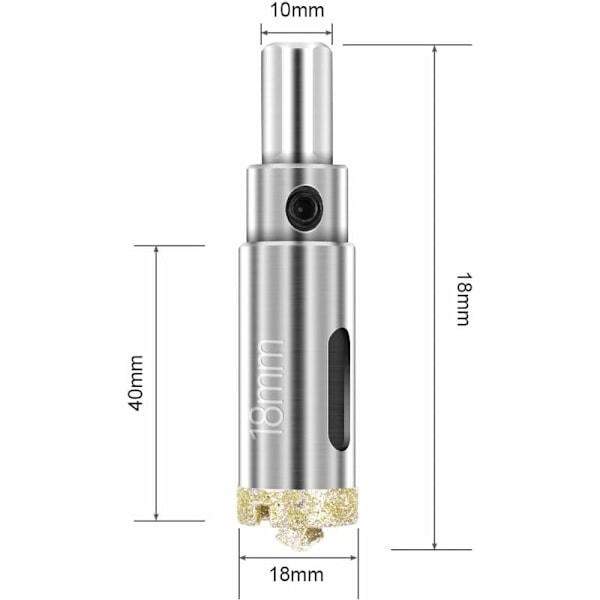 Diamant Hulbor 18 mm, Diamantbor med Central Guide Drill Bit, Flise Hulbor med Diamant Overfladebelægning til Skæring af Glas, Fliser, Keramik