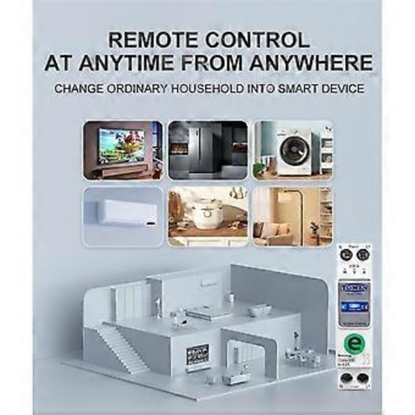 TOB9e-63M 110V 220V WIFI Smart Energimåler Kwh Måling Overvågning Afbryder Relæ Smart Home 63A