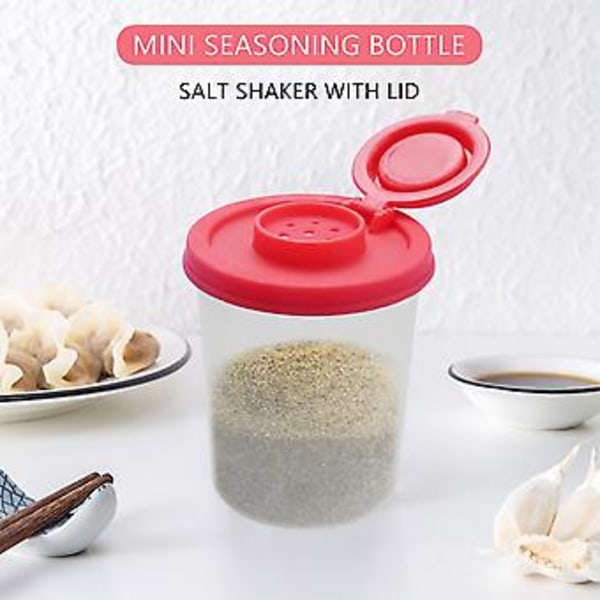 2 Mellanstora Salt- och Pepparströare, Saltströare med Röda Tättslutande Lock