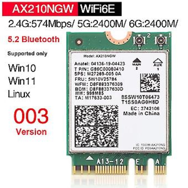 Ax210ngw 2.4g/5g/6g Tri-Band Trådløst Netværkskort