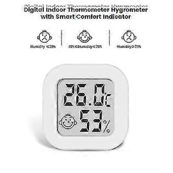 Mini Vitt Termometer Hög Noggrannhet Digital Inomhus Hygrometer, Temperaturmätare Och Luftfuktighetsmätare, Termo Hygrometer Komfortnivåindikator