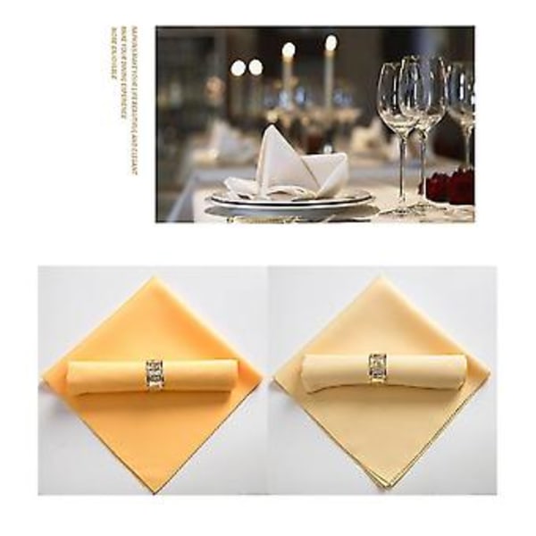 10 stk. 48x48cm Polyester Servietter Til Restaurant Bryllup Banket Middagsselskab, Guldgul
