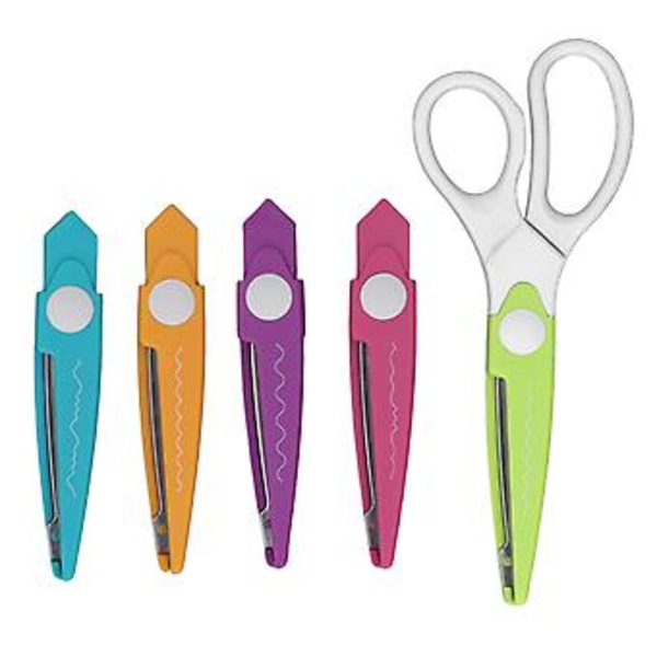Morsom og sikker hobby: 5 i 1 dekorative kantsakser med utskiftbare blader for barns DIY-prosjekter