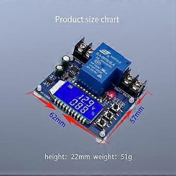 DC6-60V 30A Batteriopladningskontrolmodul Beskyttelseskort Oplader Tidsafbryder LCD-display XY-CD63L