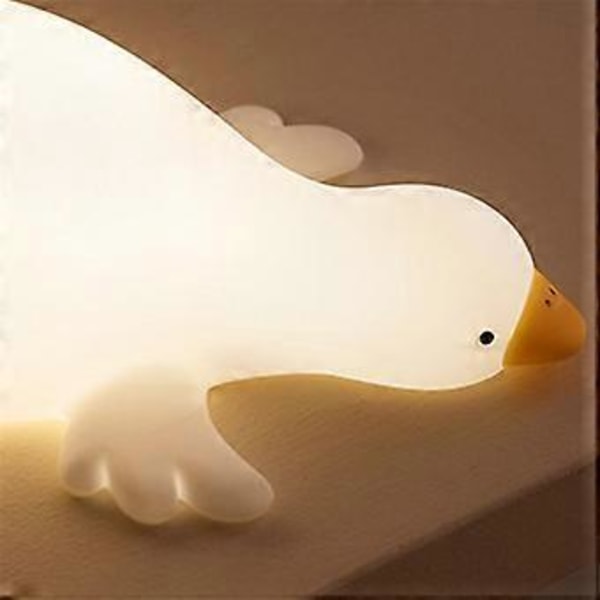 Stor Hvid Gås Natlampe Børne Sengelampe Sjov Klap Lampe USB Genopladelig Blødt Lys Øjenbeskyttelse Sovelampe