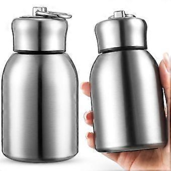 2 st 300ml Mini Vattenflaska i Rostfritt Stål, Smal Isolerad Termosflaska, Liten Vakuum Varm Kall Vattenflaska i Bulk
