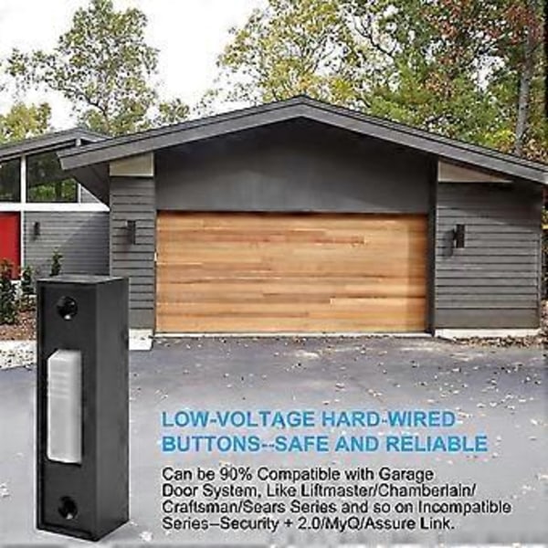 2 st Universal Garagedörröppnare Strömbrytare 41A4166 Belyst Väggmonterad Tryckknapp Svart Finish med Vit Center
