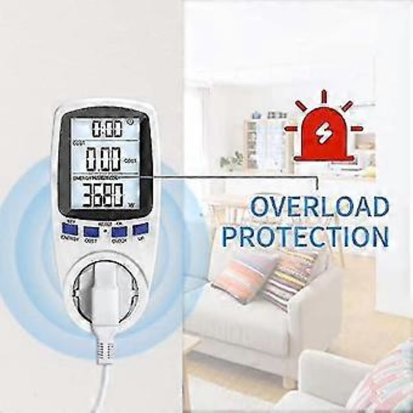 Energiforbrugsmåler, Digital Energiforbrugsmåler Elektricitetsmåler med Stor LCD-skærm og Elektricitet ff