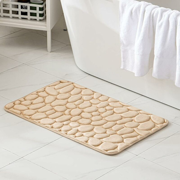 Badrumsmatta Anti-Slip 60x90cm Inomhus Dörrmatta Minnesskum Entrématta för Badrum Badkar Kök Beige