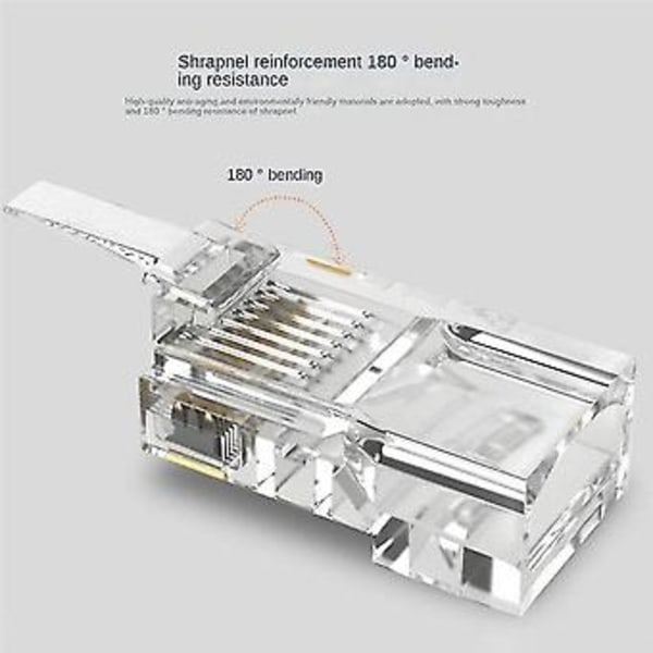 100 stk. RJ45 Ethernet-kabler Modulplugg Nettverkskontakt for UTP