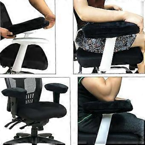 2-delt sett Ergonomisk Memory Foam Stol Armlenpute, Komfortabel Hvilestol Kontorstol Armlenebeskyttelse for Albuer og Underarmer Trykkavlastning
