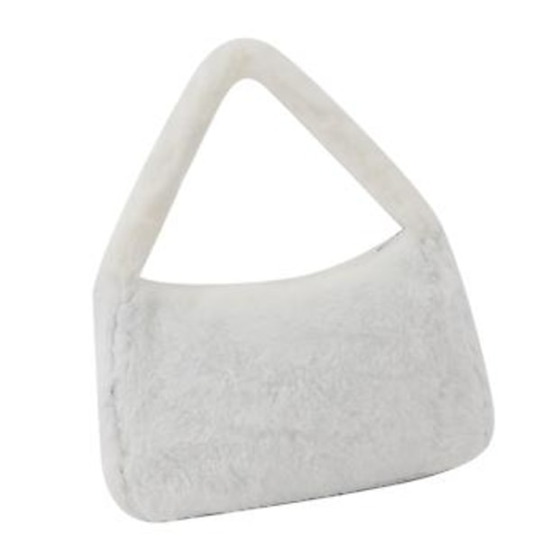 Dame Plys Tote Taske Simpel Skuldertaske Armhule Taske Stor Kapacitet Casual Håndtaske til Daglig Shopping Hvid One Size
