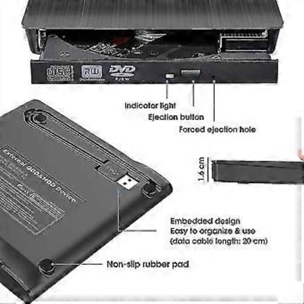 Ulkoinen CD DVD +f04-rw asema USB 3.0 Kannettava USB Dvdf04cd Rom poltin Optinen asema Soitin Lukija Kirjoitin Kannettava Pöytätietokone, Mac Macbook Prof04a