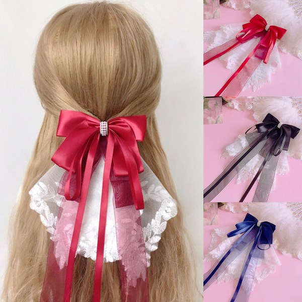 Ribbon Bowknot Shape Hairpin Lovely Hair Clip Headdress Pastoral Style Hairpin