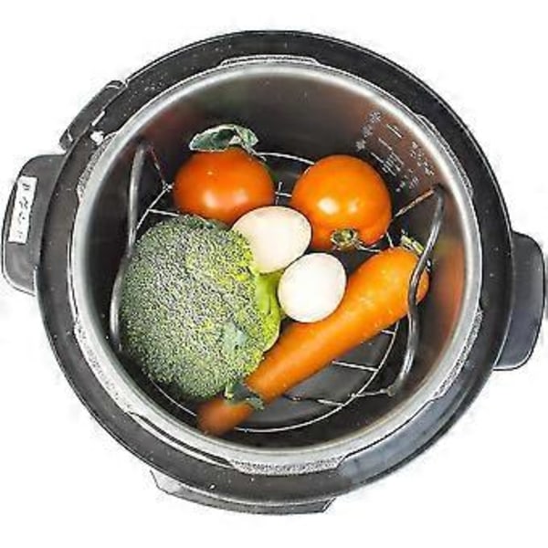 Dampstativ Stativ med Varmebestandig Silikonhåndtak er Kompatibelt med Instant Pot 6 og 8 Quart Tilbehør, og Rustfritt Stål Damp