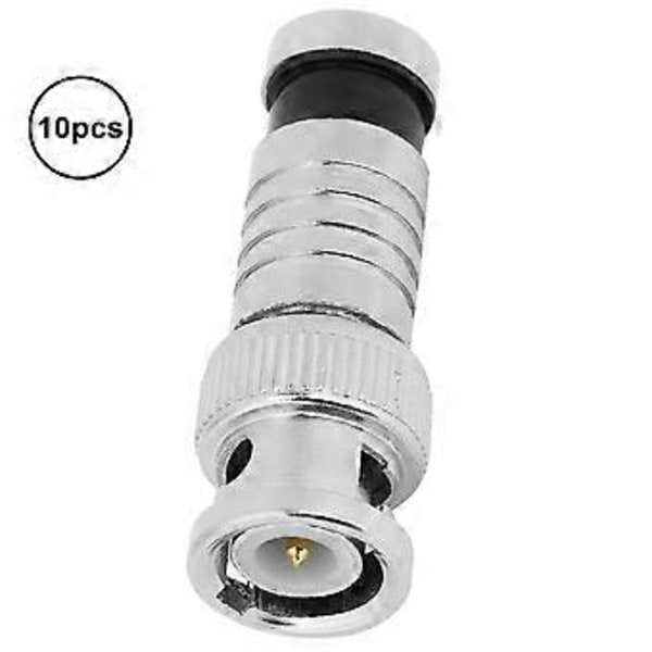 10 st BNC Kompressionskontakt Hane FR Koaxial Q9 Adapter för RG59 CCTV-system
