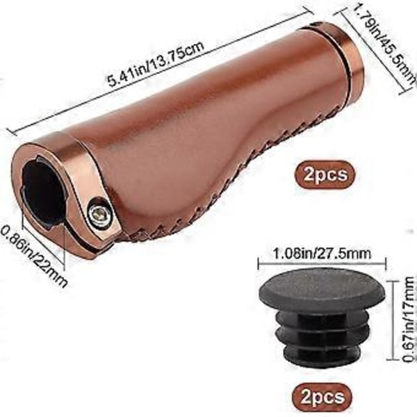 Brune Cykelgreb Læder Styr Cykel Ergonomisk Design Skridsikker Mikrofiber Med Aluminium Legering Dobbelt Lås-på Bar Covers Til Mountainbike Racercykel