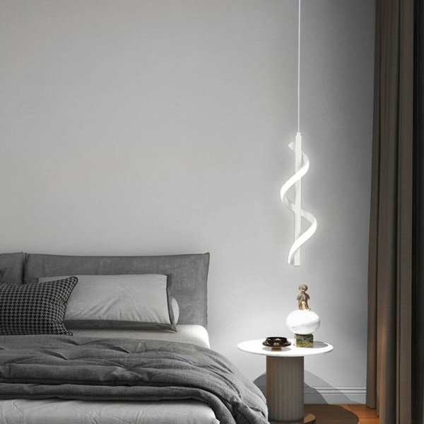 Moderne pendant loftslampe LED spiral hængende lampe 2M justerbar lysekrone kold hvid lys hvid