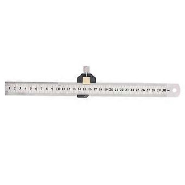 Stållinjal 12 Tum 30cm Imperial Metrisk Stållinjal med Positioneringsblock för Ritsning Markering