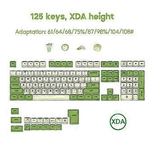 125 Tangenter PBT Keycaps Set Nyhet - Matcha Keycaps Dye-Sublimation XDA Profil För MX-Switches Mekaniskt Tangentbord Keypad