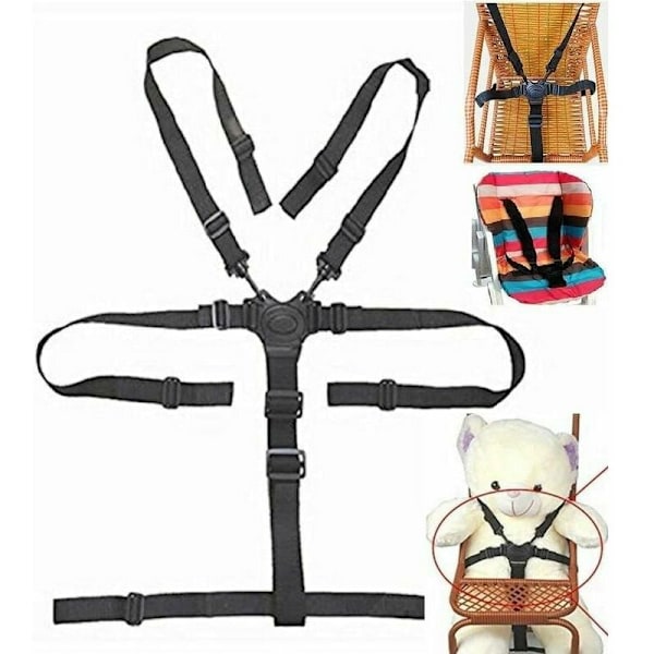 Stolsskydd och remmar för barnstol, Stolsskydd för barnstol, Quiltad barnstolsskydd och remmar med 5-punktssele för barnstol, 1 set (Giraff)-F