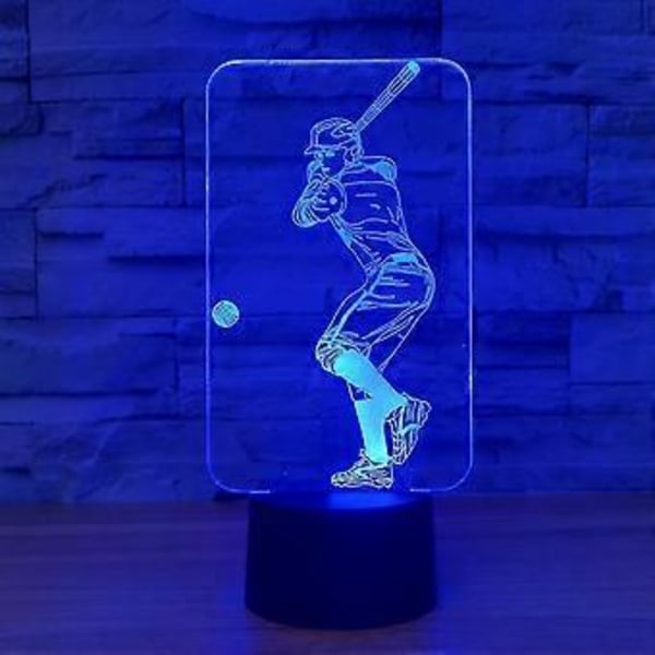3D Baseboll Nattlampa, Sport Sänglampa För Barn Julhelg Födelsedag Basebollfan Med Fjärrkontroll 16 Färger Ändring + 4 Ändringslägen + Di