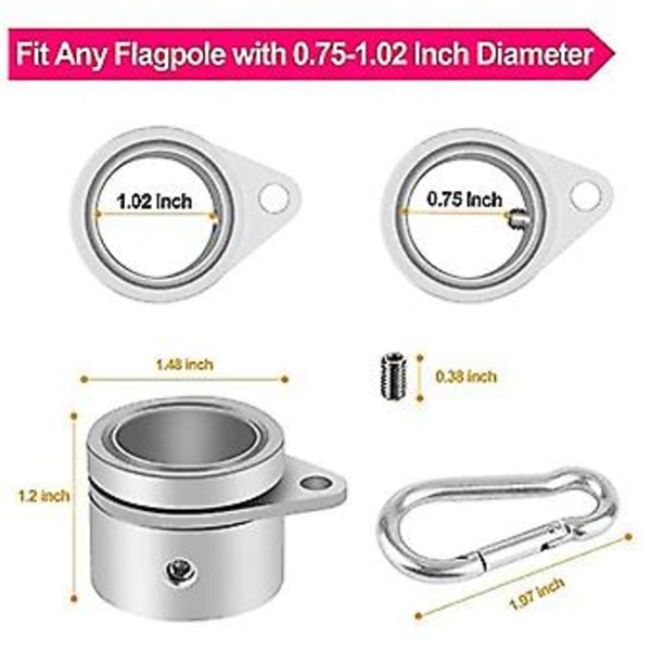 2 st Flaggstångsringar Anti-Wrap Flaggstångsklipp Swivels 360° Rotations Flaggstångsringar