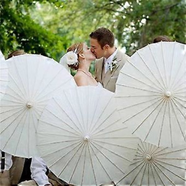 8 stk. Papirparasol Bryllupsparaply Festfavor 40 cm Bambusparaplyer til Brudebad Bordpynt Fotorekvisitter