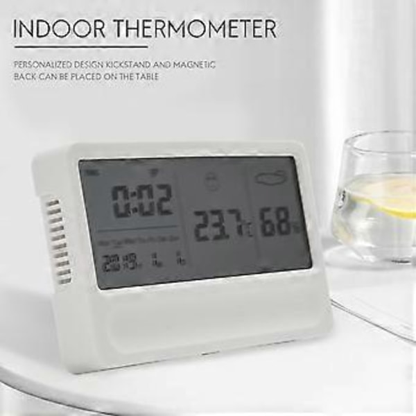 Digital Hygrometer Termometer Indendørs Rum Udendørs Temperatur Fugtighedsmåler LCD Stand Magnetisk Bagside Sensor Monitor med Fugtighedsmåler Mini Vejrstation