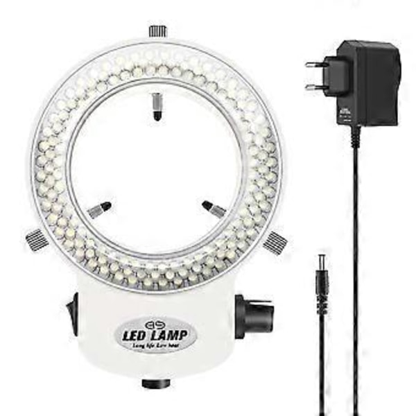 144 LED Ringlys for mini mikroskoplampe 6000K 0-100% justerbar Hvit