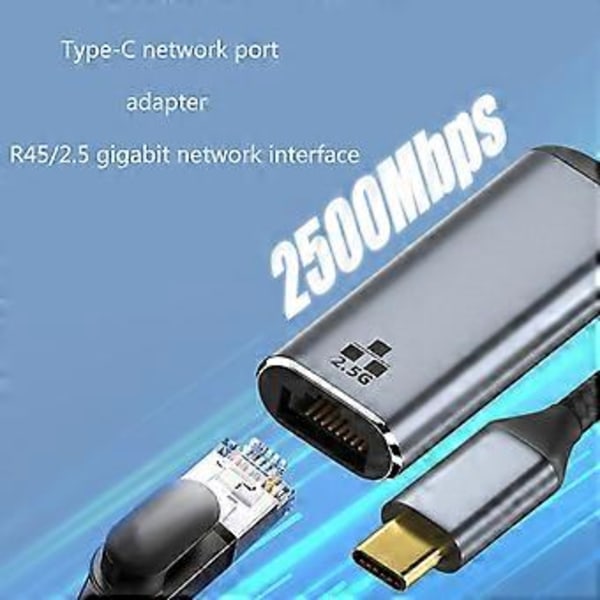 Gigabit Ethernet LAN Netværksadapter RJ45 2500Mbps Ethernet til USB C Type-C Stik til Bærbar Telefon Hot-swappable