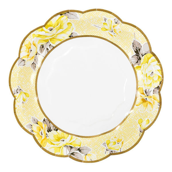 Engångsbruk Tallrikar med Blommotiv, Set om 8, 17,5 cm, Riktigt Snygga Festtallrikar | Bröllop, Födselsedag, Baby Shower, Bröllopsdag