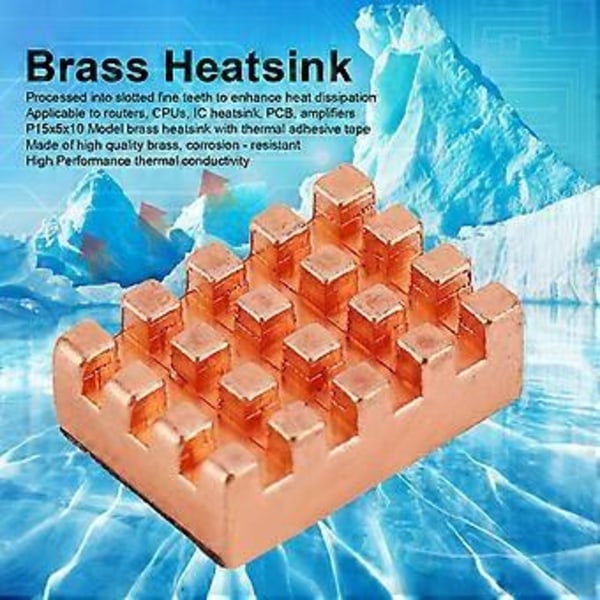 10 st P15x5x10 Mässingskylfläns med Termisk Tejp CPU Kylflänsar Kylare