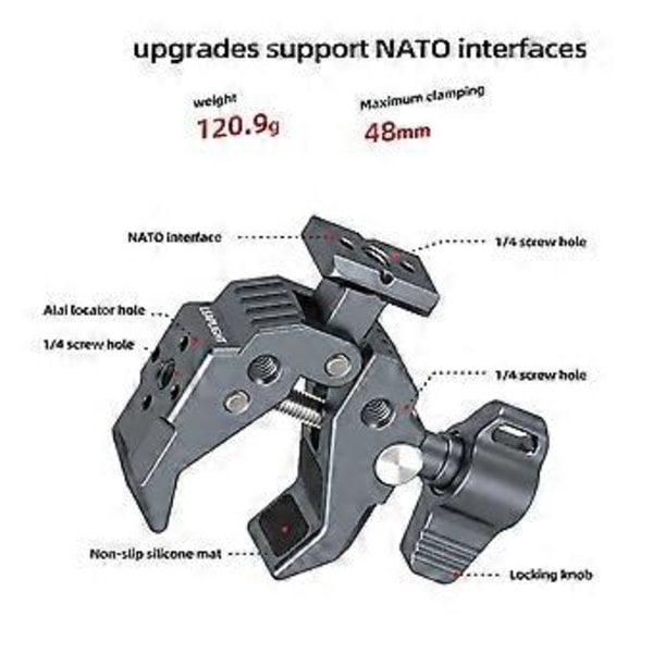 Multifunktionell Krabbklo Superklämma med Bas Kraftfull Fixerad Klämma för DSLR Kamera Monitorer Mikrofon LED-lampor-A