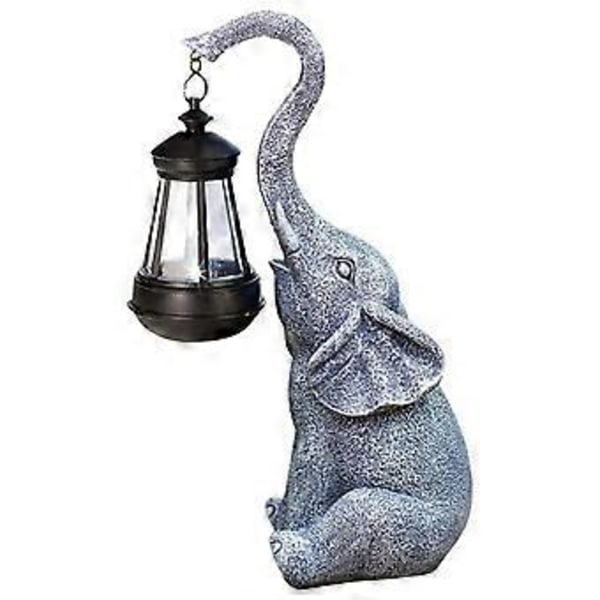 Solar Elefant Havefigurer Resin Udendørs Gårdhave Elefant Statue Perfekt Elefant Gave til Kvinder Bedstemor
