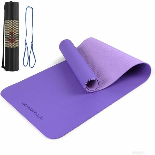 Yogamatte + oppbevaringsveske, 8MM tykk miljøvennlig lettvektsjule-giftig juleskli Slitesterk TPE-treningsmatte, treningsmatte for Yoga Fitn