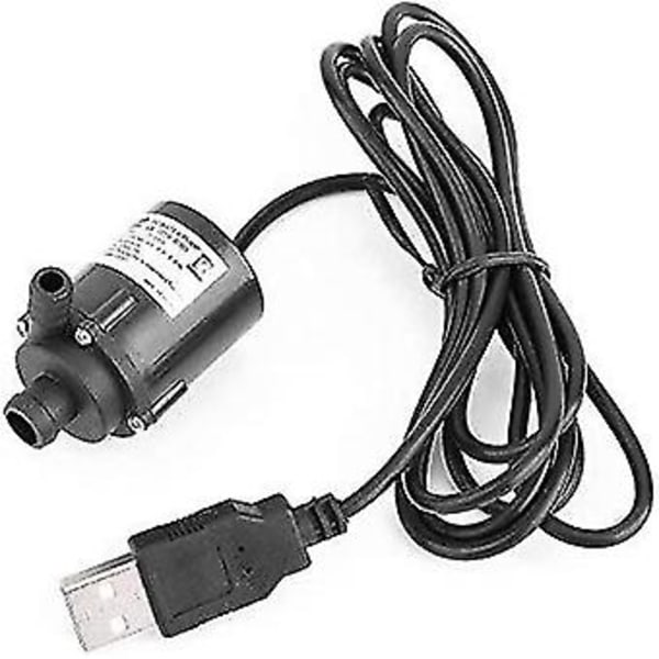 Mini Vandpumpe, DC 12V 240l/t Mini Mikro Nedsænkbar Børsteløs Vandpumpe - Vandkølingspumpemotor med USB-stik