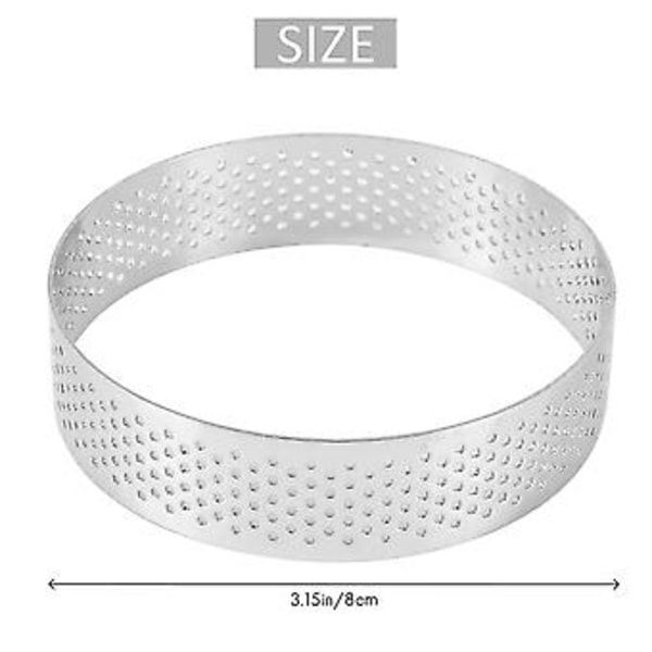 6-pak rustfri stål tærteringe, varmebestandig perforeret kage mousse ring, kage ringform, rund