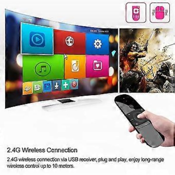 W1 2.4g Ilmahiiri Langaton Näppäimistö Kaukosäädin Infrapuna Kaukosäädin Oppiminen 6-akselinen Liiketunnistus W/ Usb-vastaanotin Älytelevisiolle Android Tv-boksille Kannettavalle Tietokoneelle Pc-