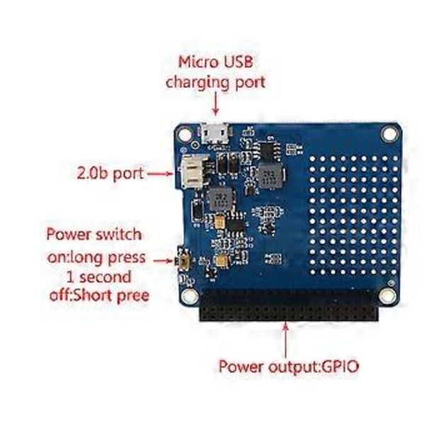 UPS HAT -levy + 2500mAh litiumakku Raspberry Pi 3 Model B / Pi 2B / B+ / A+ -levymoduulille