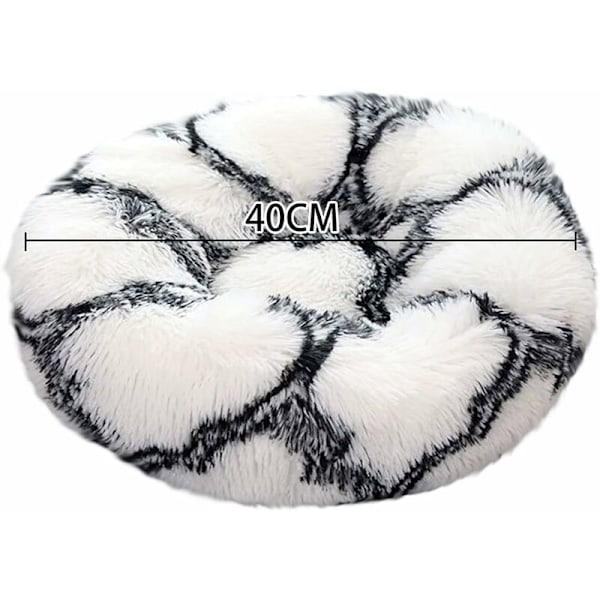 Hunder seng rund katteseng kæledyrsmåtte blød, behagelig, varm, vandtæt, skridsikker, vaskbar hundemåtte (diameter: 40 cm, sort-hvidt gitter) - Fei Yu