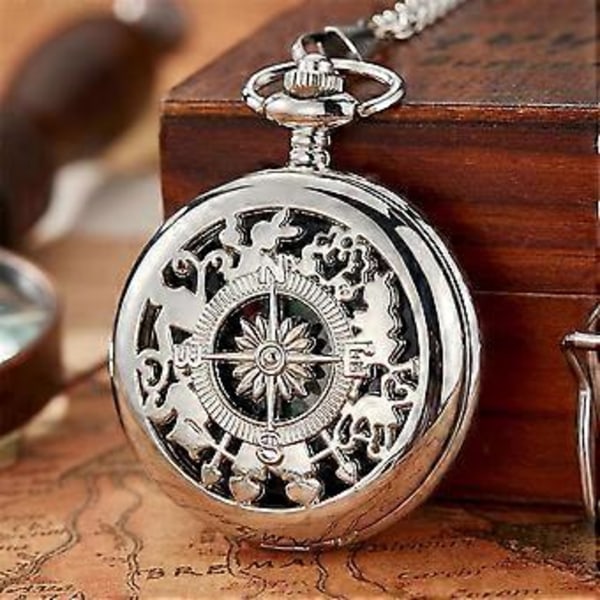 Silver Ny Kompass, Utomhus Bergsklättring Klassisk Stil, Flip Kompass Fickur