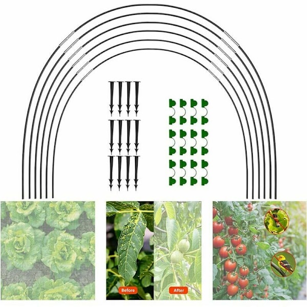 18PCS Garden Hoop House Kit, Hoops for Tunnel Greenhouse, Plants Grow Tunnels Support Homes Gardening A Frame Fiberglass Cultivation Gardens