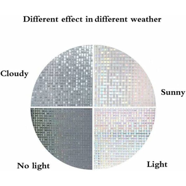 Fönsterfilm för integritetsskydd, 3D-mosaikmönster självhäftande icke-lim variabel färgfilm för fönster och badrumsdörrar (60x200cm)-