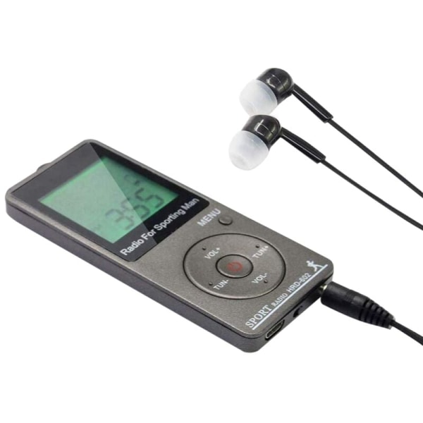 Bärbar AM/FM-radio Personlig radio med hörlurar Walkman-radio med uppladdningsbart batteri Digital display Stereo radio