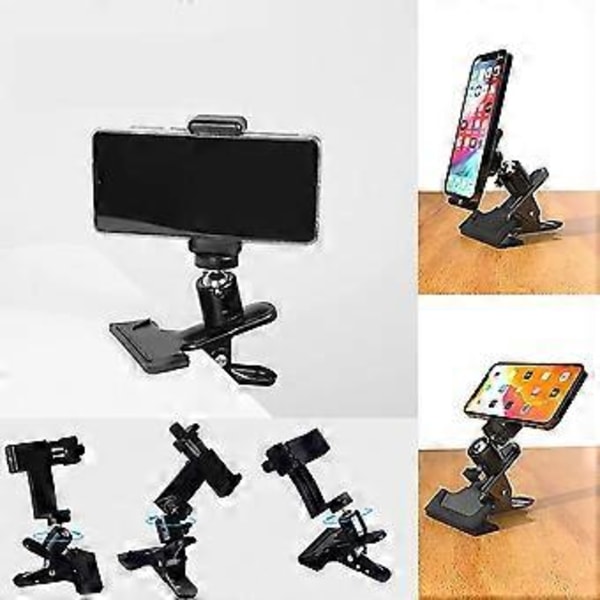 2 Stycken Kamerafjäderklämma, Metall Kameraklämfäste, Kameraklämfäste Med Kulhuvud, För Mobiltelefoner, DSLR-kameror (svart)