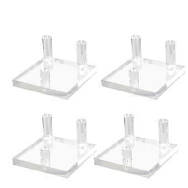 4 pakker 2,5 tommer sten display stand, tre-peg firkantet akryl display stande til sten, mineraler plade, krystal